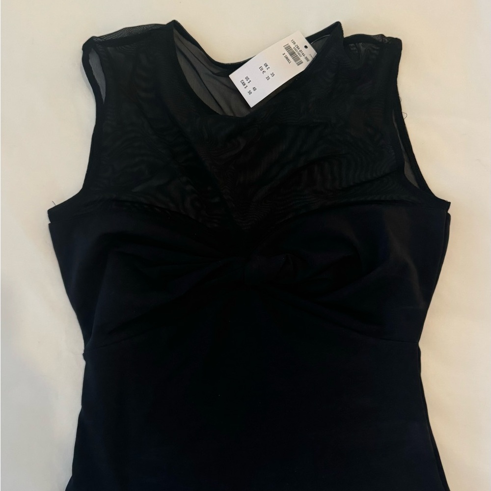 Abercrombie Fitted Black Sleeveless Bodysuit with Asymmetrical Design